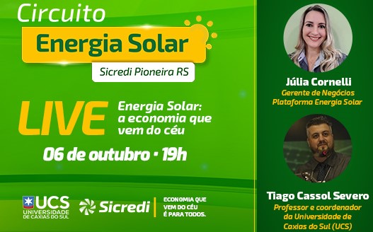 Setor que deve contribuir para retomada da economia, a energia solar ganha live especial nesta terça, 06/10